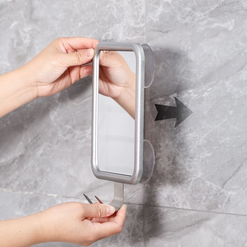 Ettori Shower Mirror Fogless for Shaving- with 4 Suctions  Anti Fog Mirror for Shower  Bathroom  Vanity  Bathtub  Razor Holder for Men - Image 4